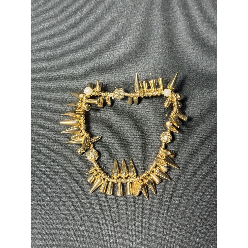 Stella & Dot Renegade Cluster Stretch Bracelet Gold Tone Spike Crystal Pavé Boho